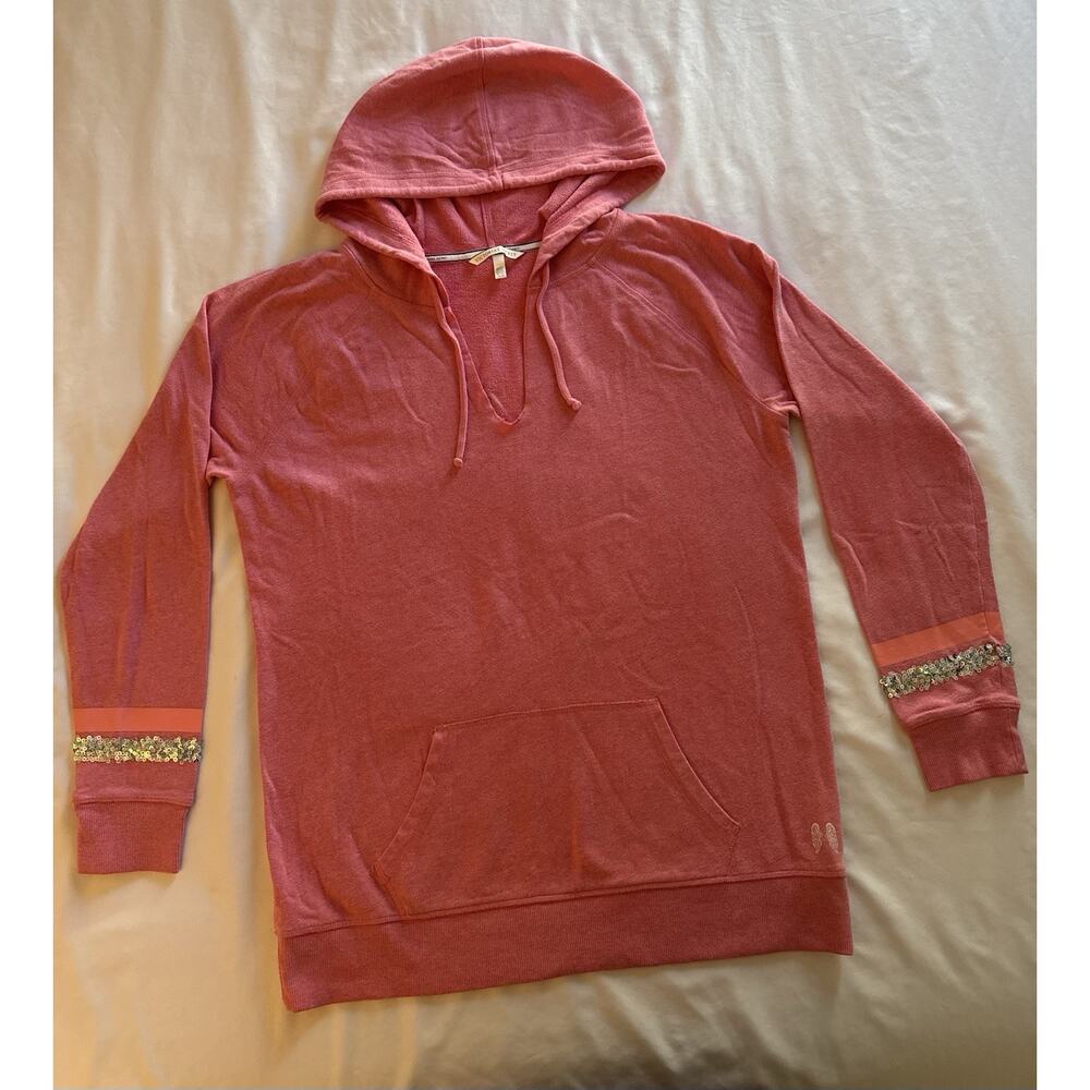 Victoria's Secret Pink Hoodie Women's Medium Sequin Love Embellished Cotton Y2k
